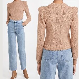 Naadam | Puff-Sleeve Cashmere‎ Wool Blend Sweater Tan Size Large Quiet Luxury
